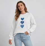 Emery Rose Waffle Knit Heart Graphic Sweatshirt - Image 4