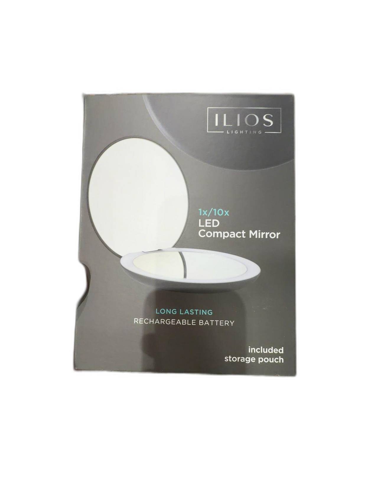 Ilios Lighting LED Compact Travel Makeup Mirror with 1x & 10x Magnification