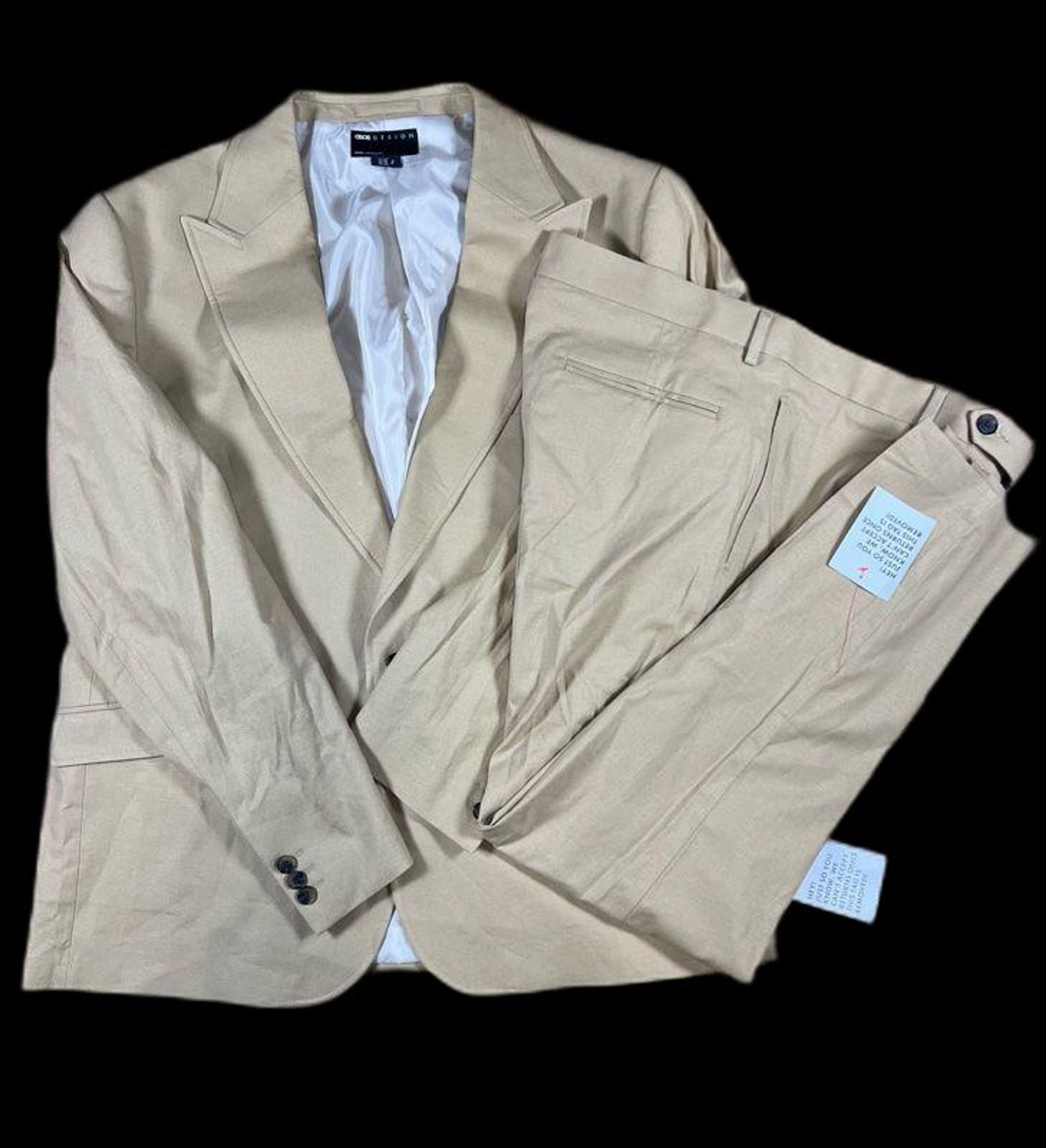 ASOS Men's Slim Fit Tan Cotton Blazer Sport Coat