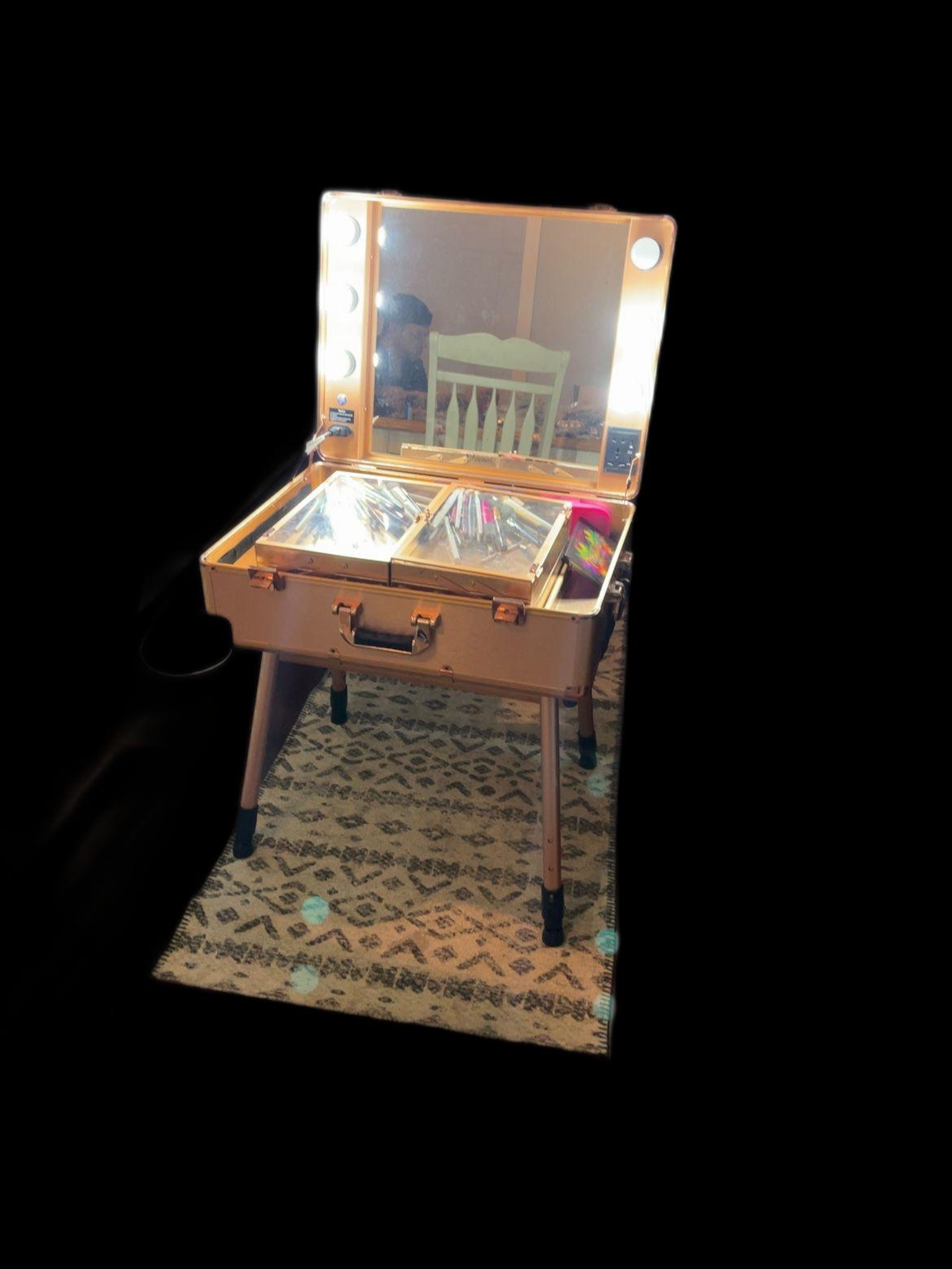 Jula Vance Medium Makeup Train Case with Lighted Mirror and Code Lock