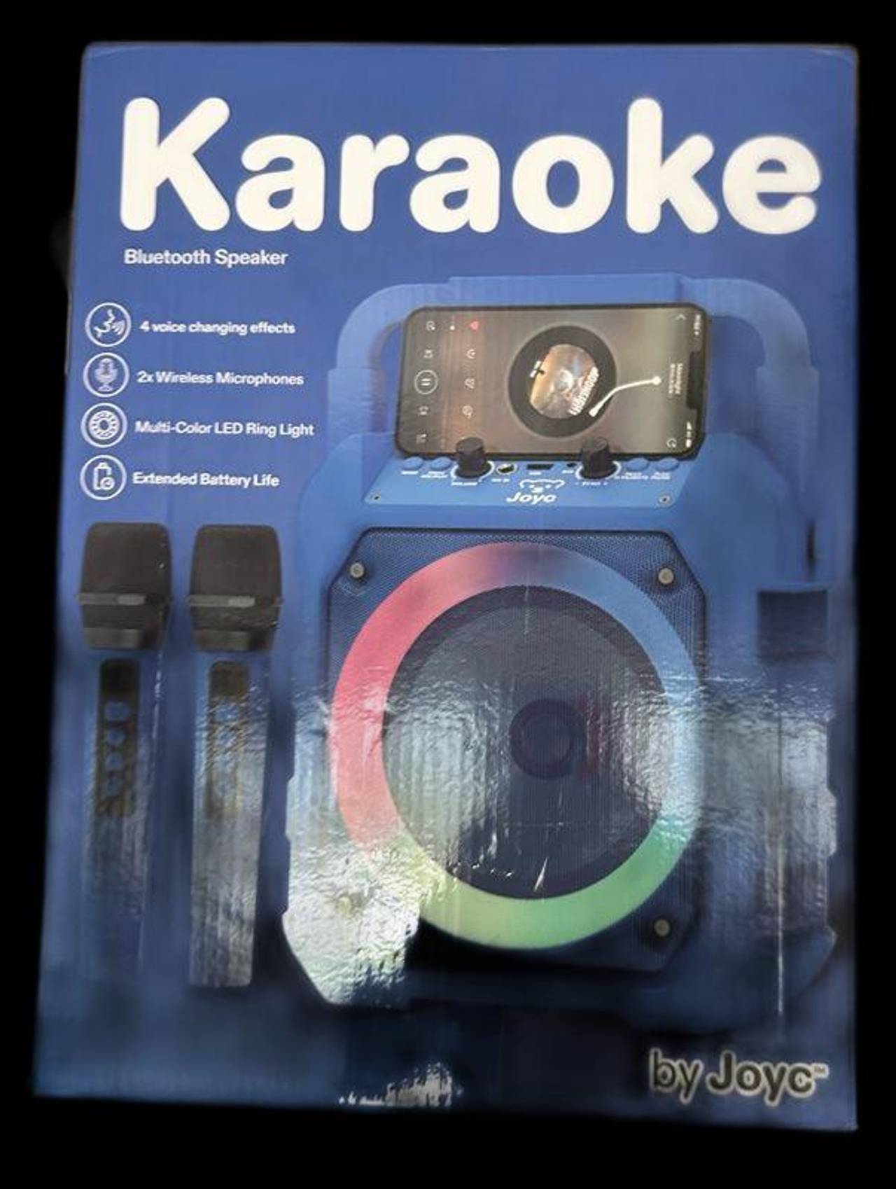 JOYC Mic Drop Karaoke Machine with 2 Wireless Mics & RGB Lights