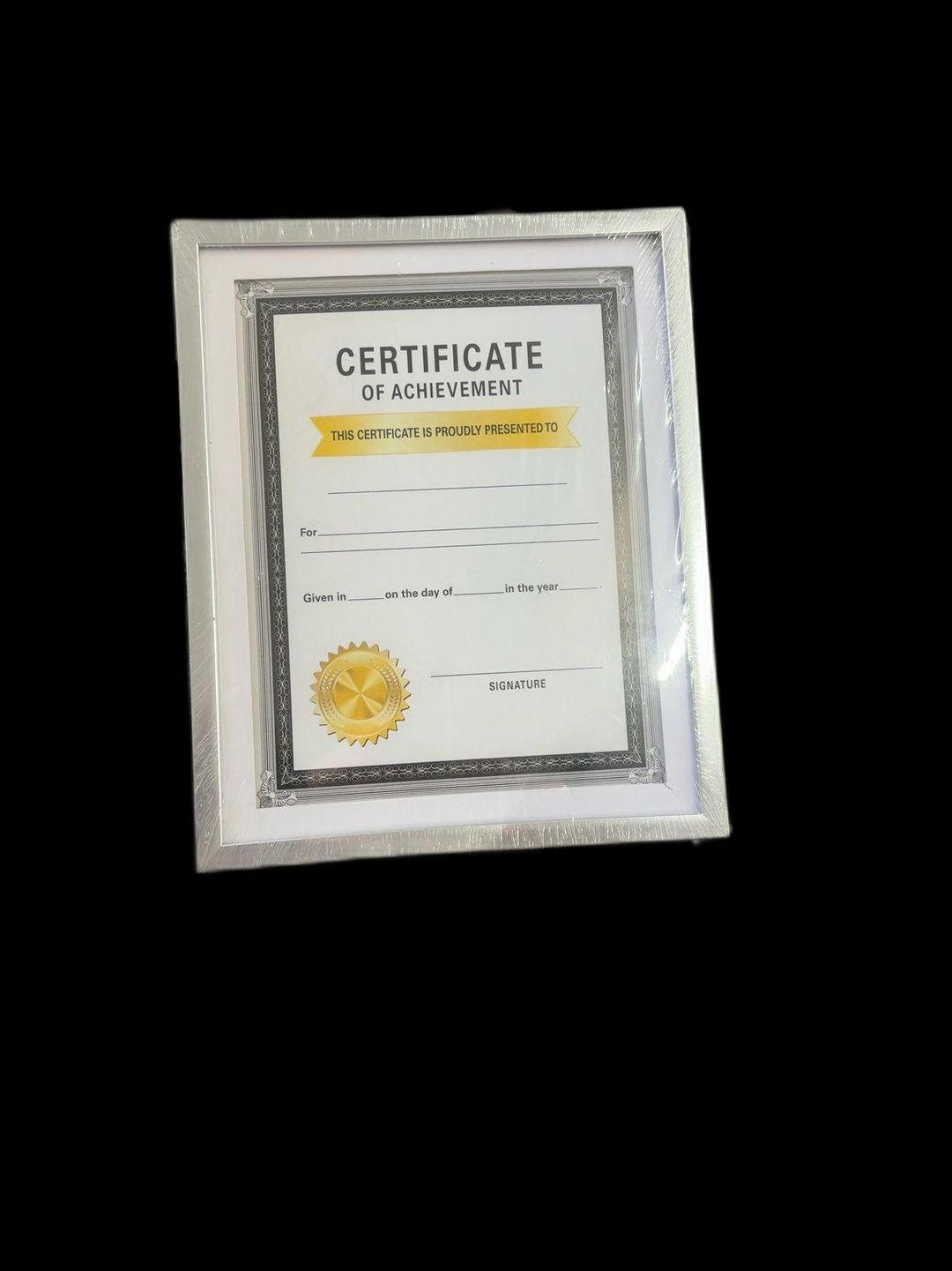 Generic Black Document Frame 8.5x11 with Silver Accents