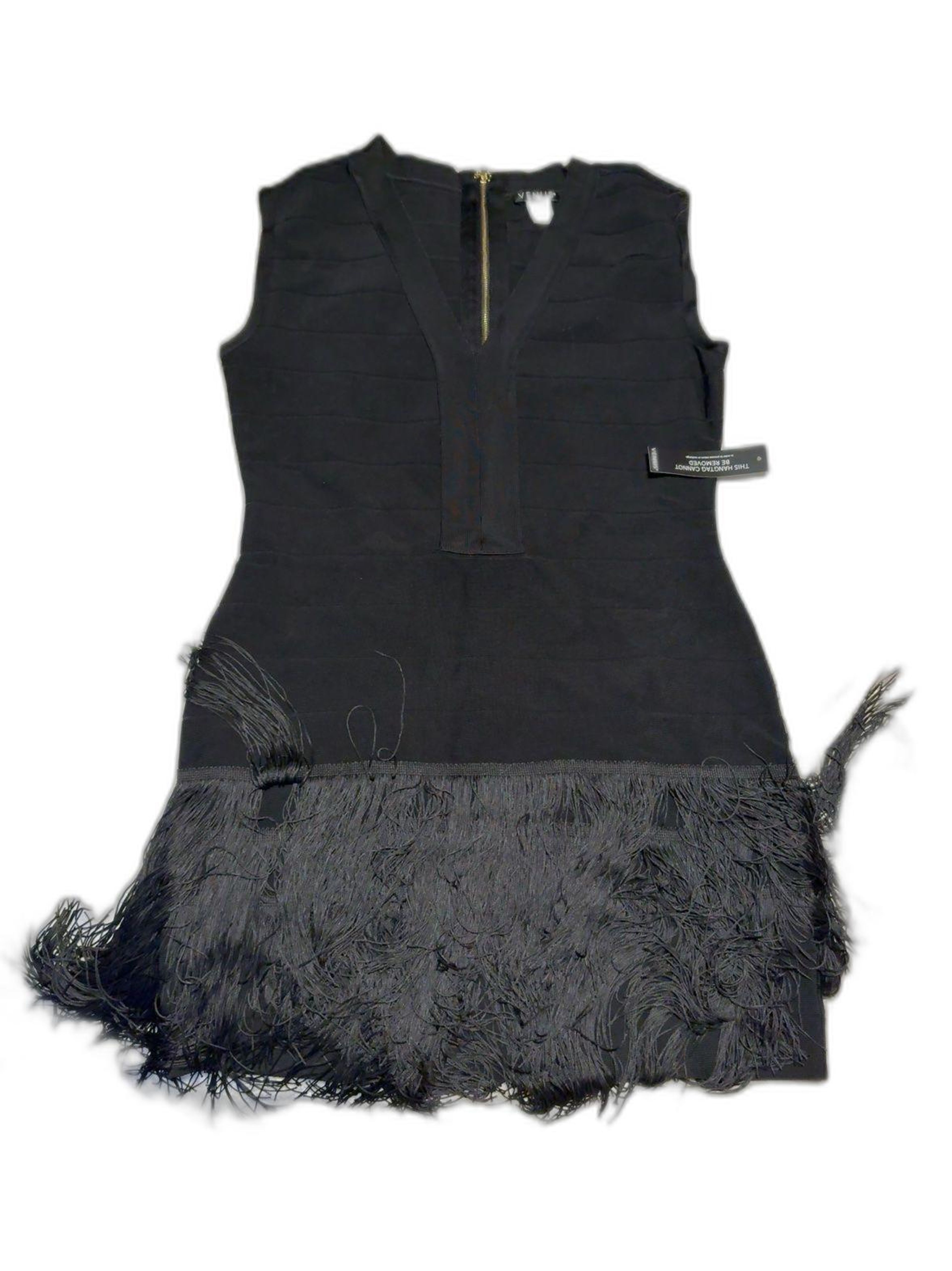 Venus Bandage Fringe Dress Black