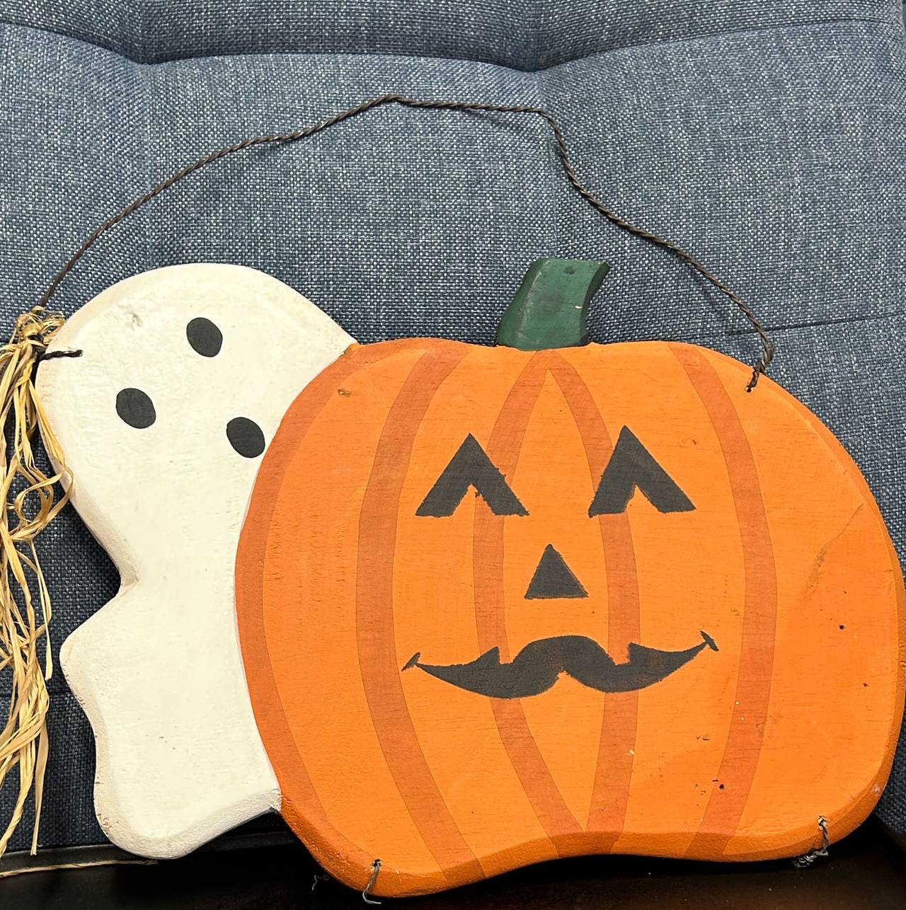Wooden Halloween Pumpkin and Ghost Wall Decor