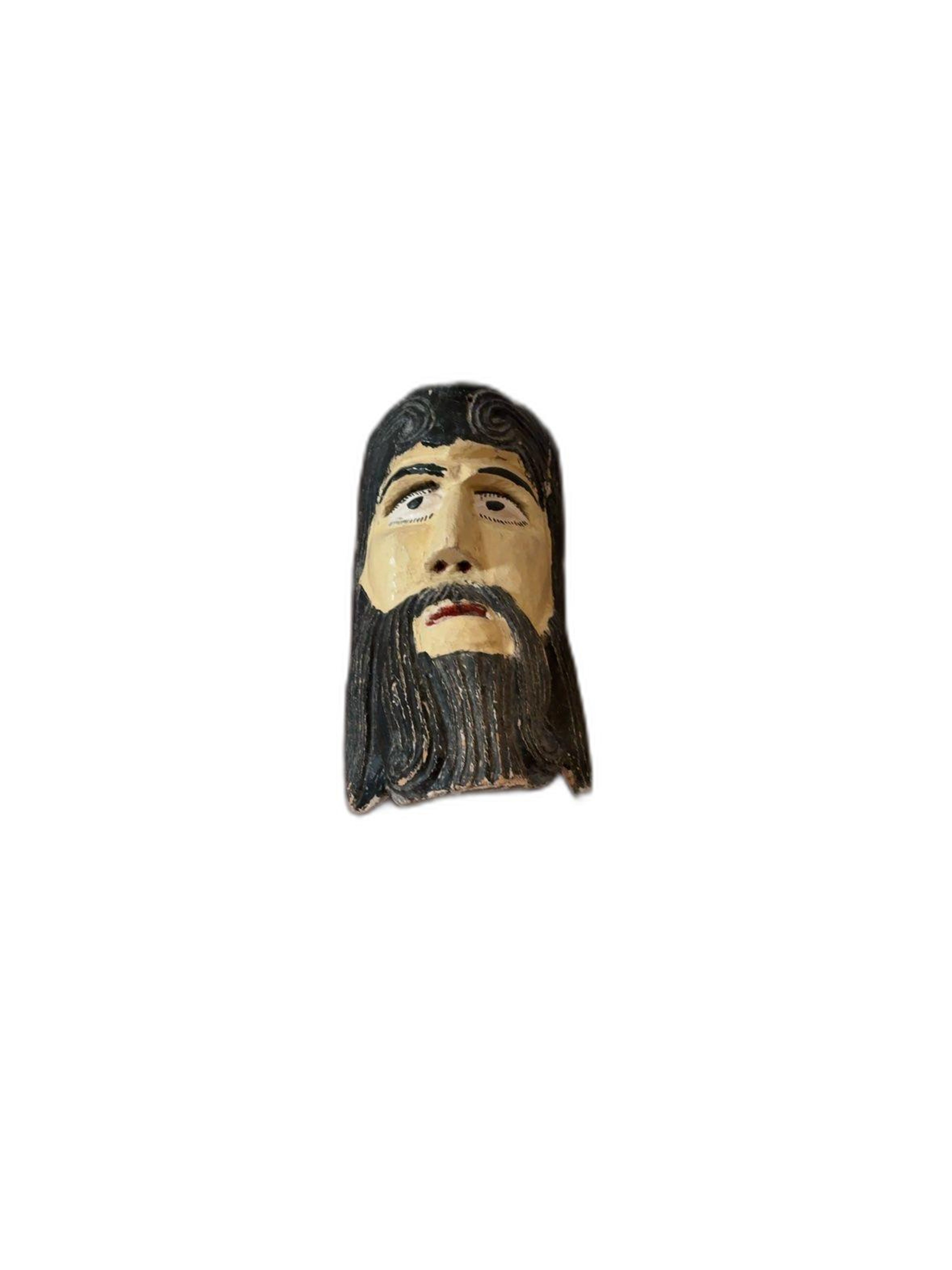 Hand Carved Wooden Bearded Mask – Latin American Folk Art