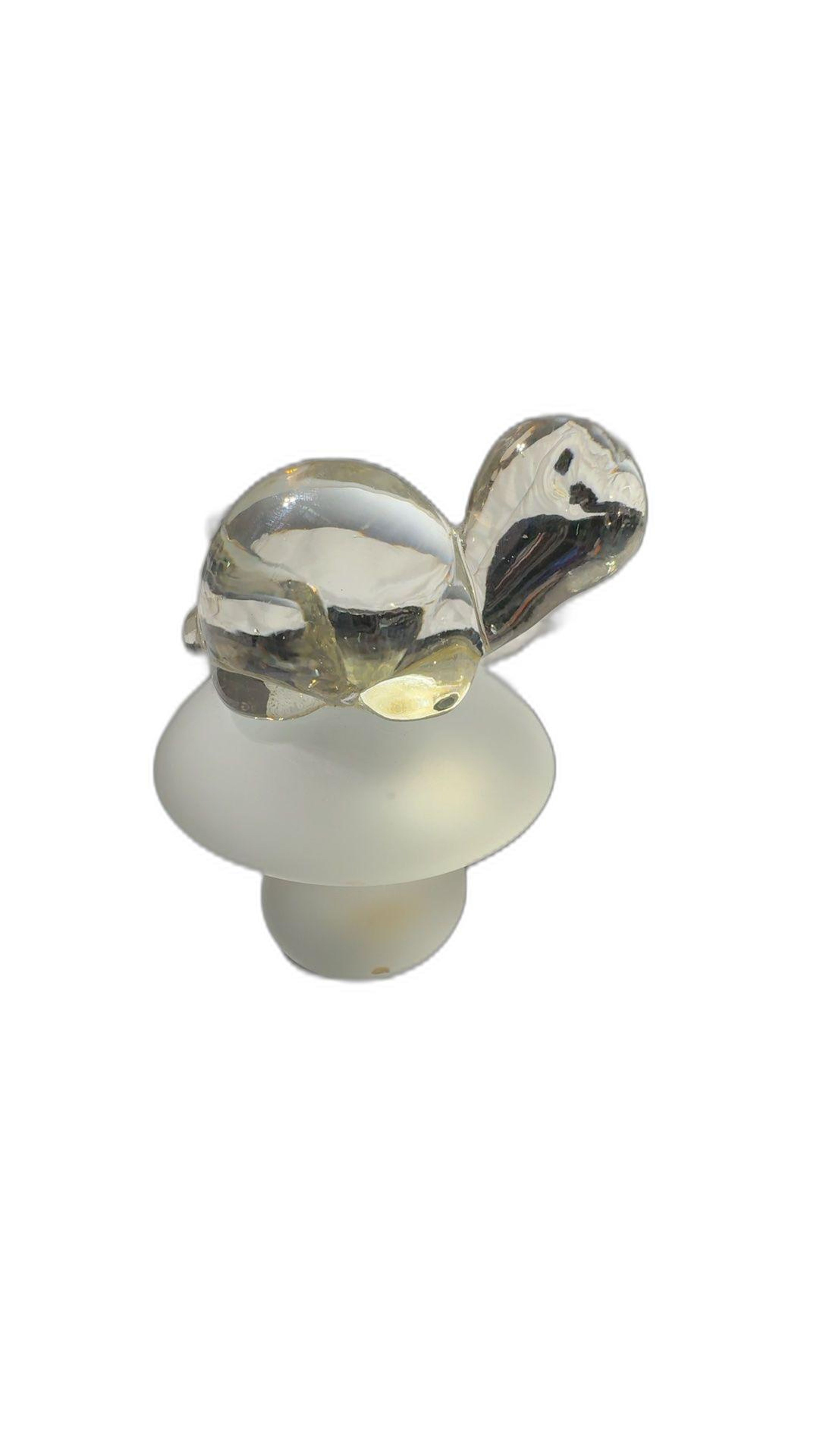 Napcoware Turtle on Mushroom Glass Paperweight