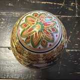 Vintage Satsuma Style Porcelain Egg with Wooden Stand geisha picnic - Image 2