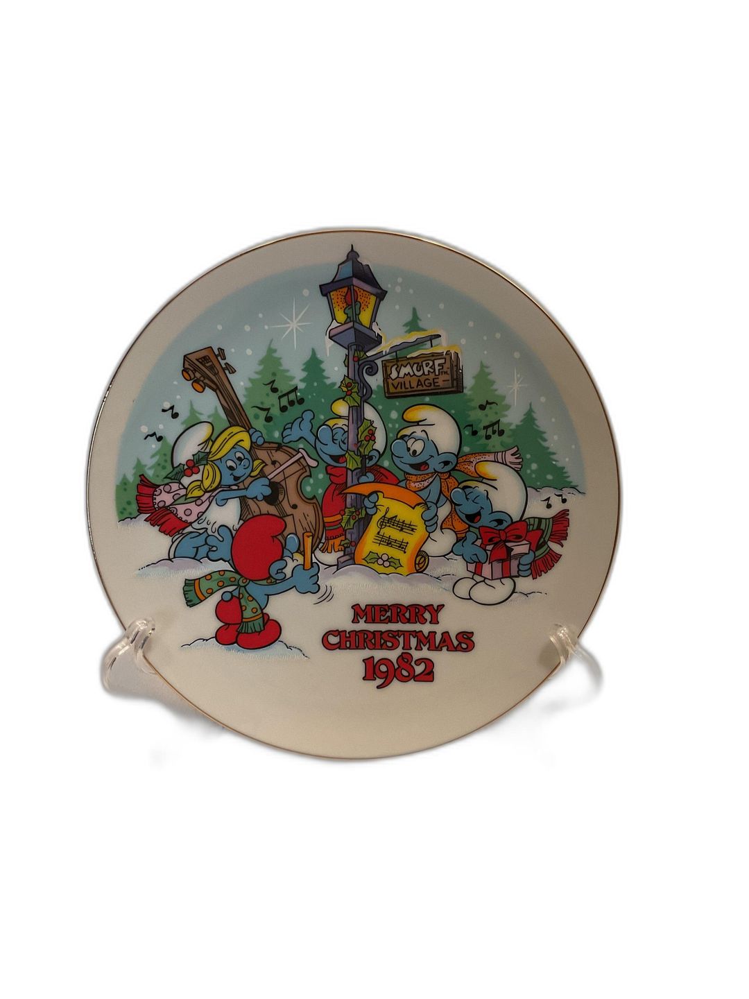 Wallace Berrie Smurf Christmas Collectible Plate