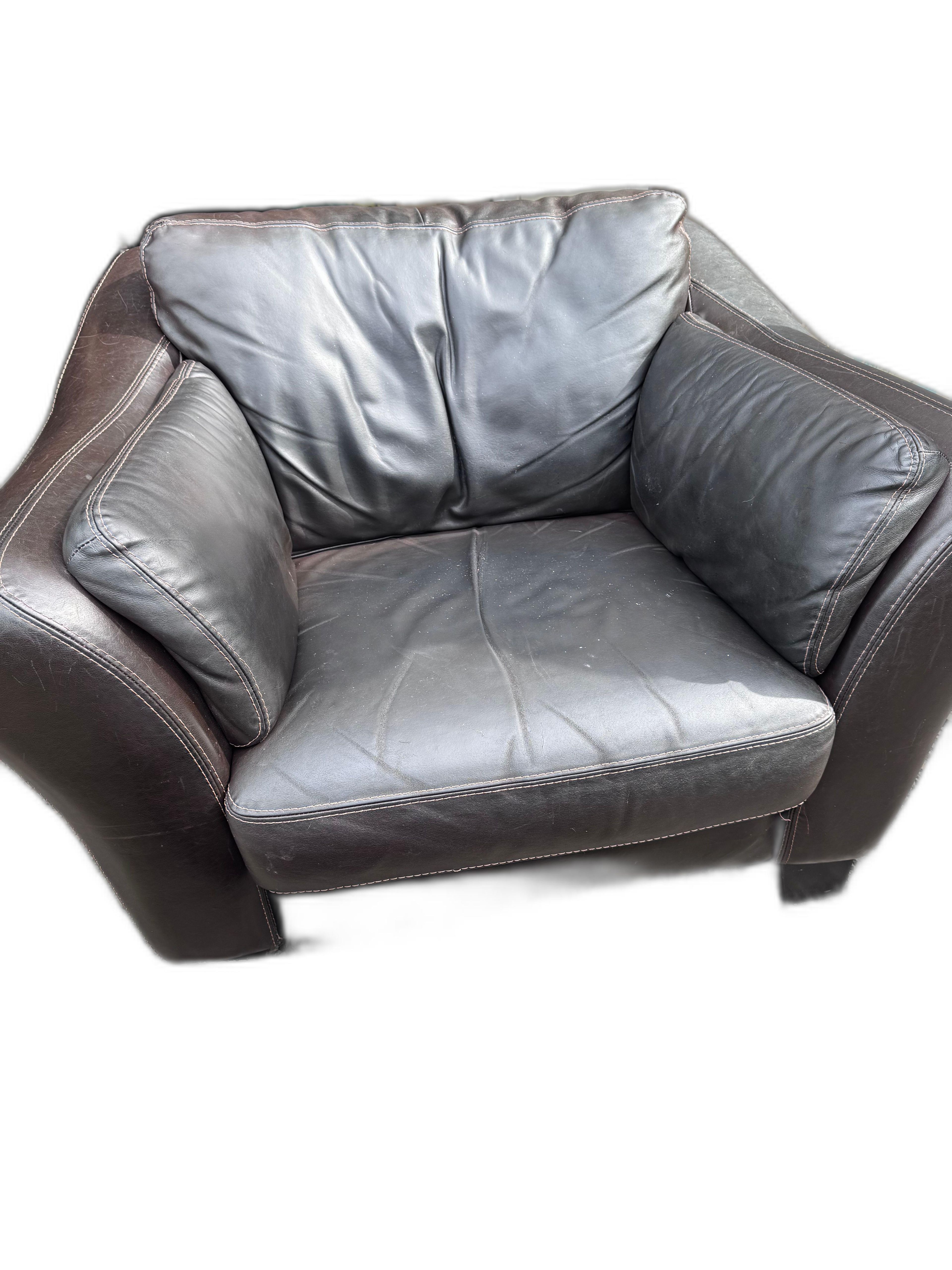 Leather Armchair and Ottoman Set - Image 3