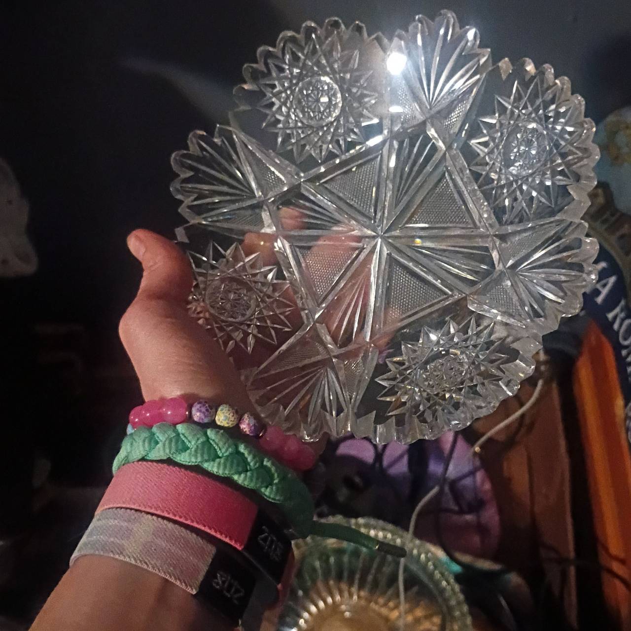Vintage Cut Crystal Pinwheel Star Bowl