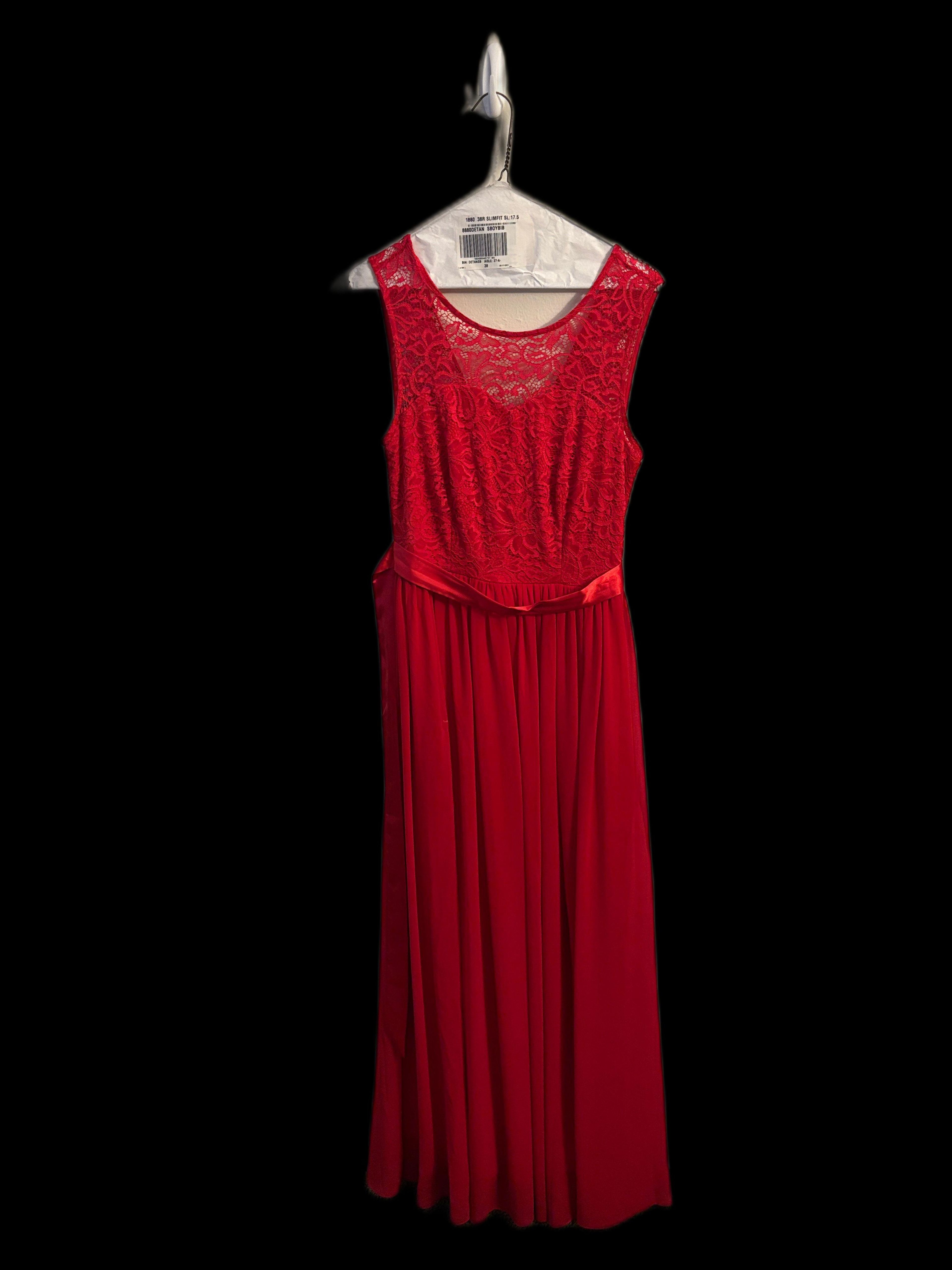 Red Lace Evening Gown