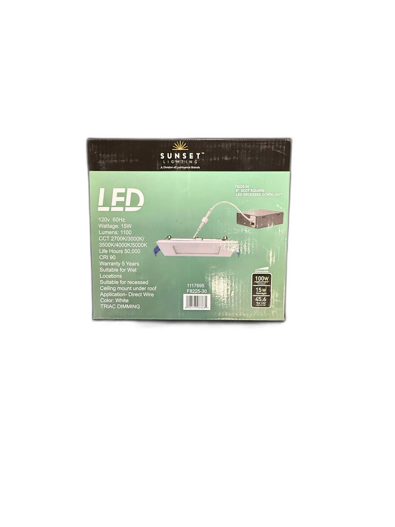 Sunset Lighting F8225-30 6" Square LED Recessed Downlight
