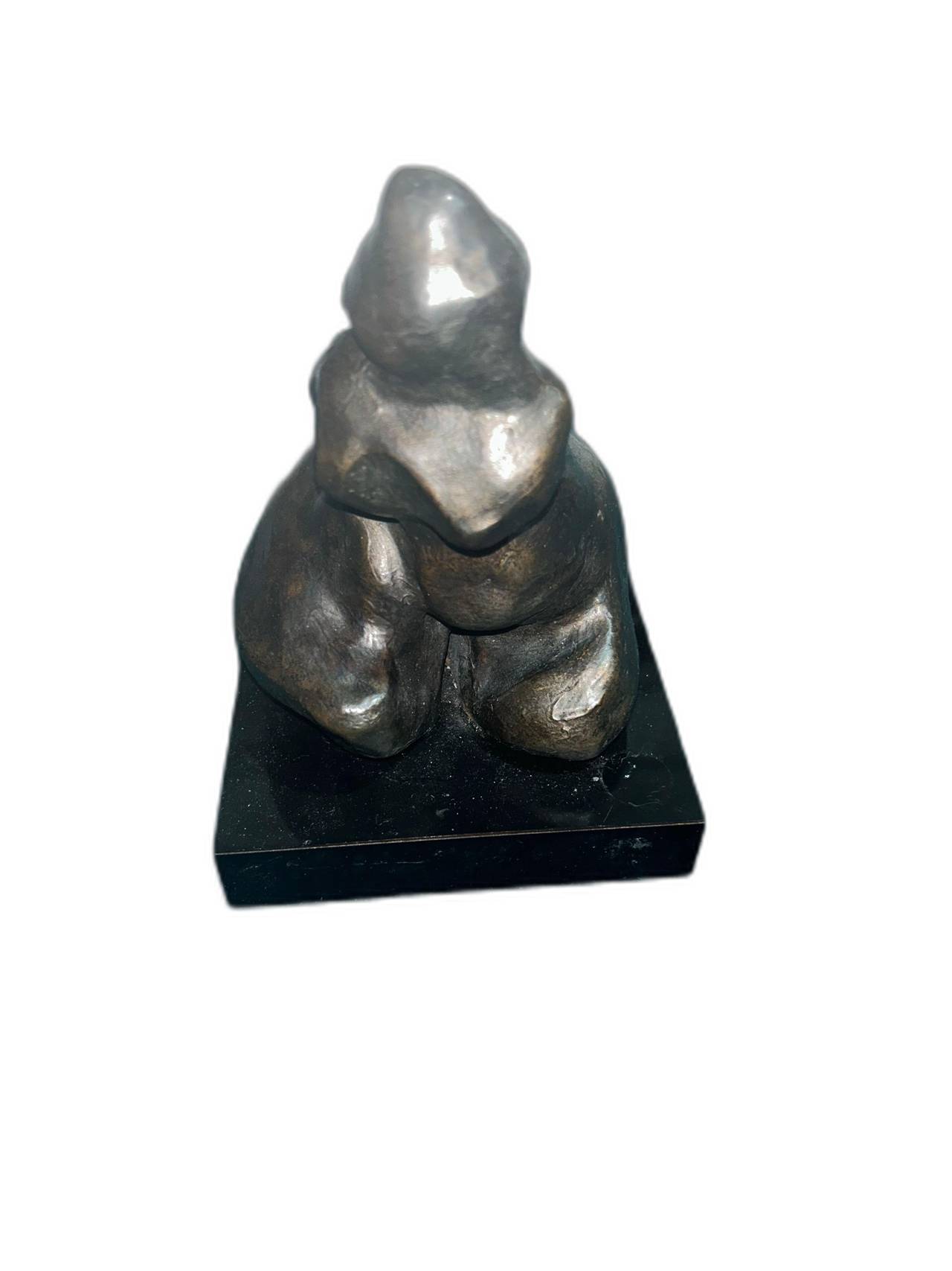 Signed Lillian Schwartz Abstract Bronze Figure Sculpture on Black Base
