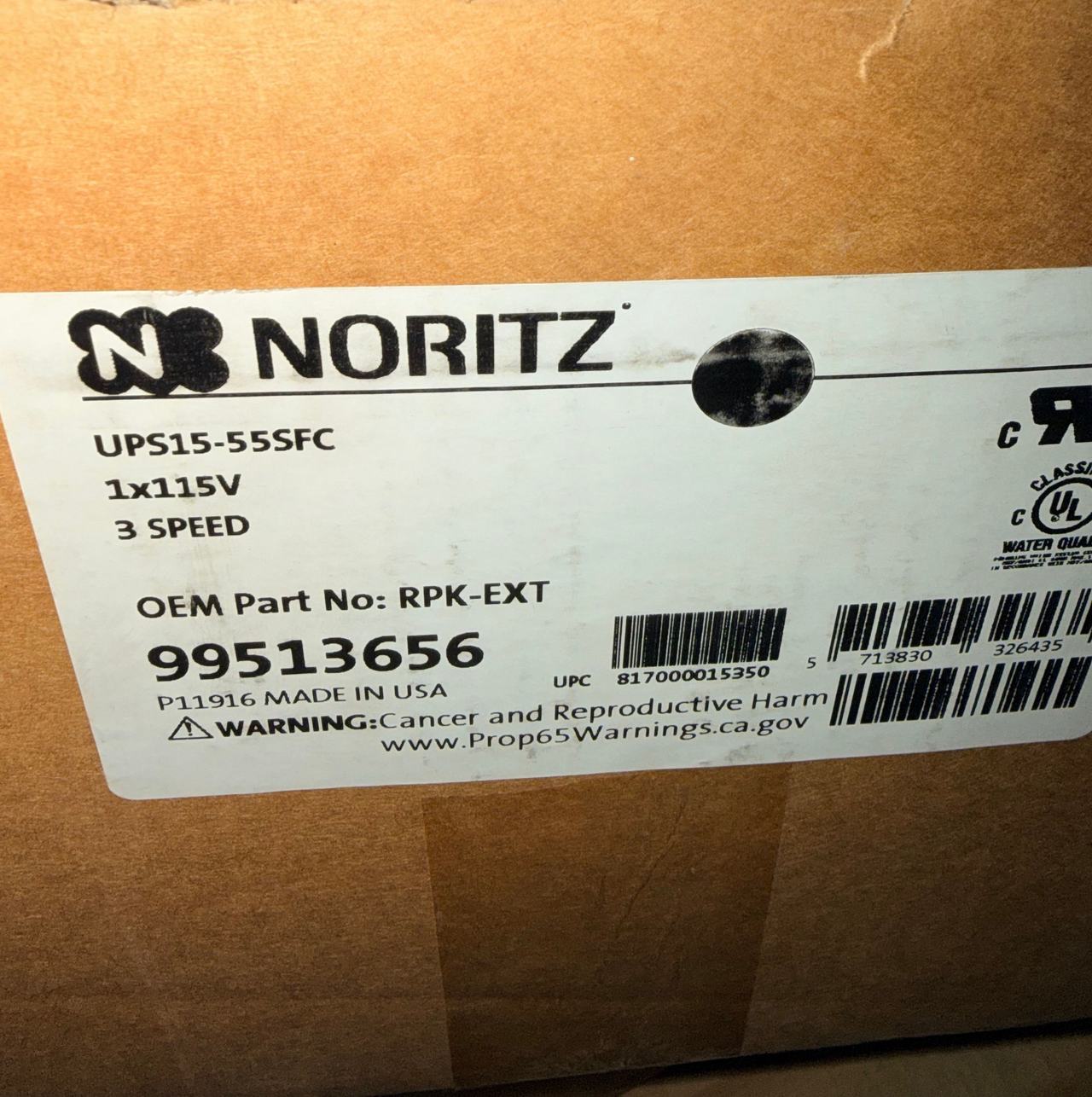 Noritz Grundfos UPS15-55SFC Recirculation Pump Kit