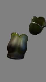 Frosted Green Tulip Glass Votive Candle Holders - Image 2