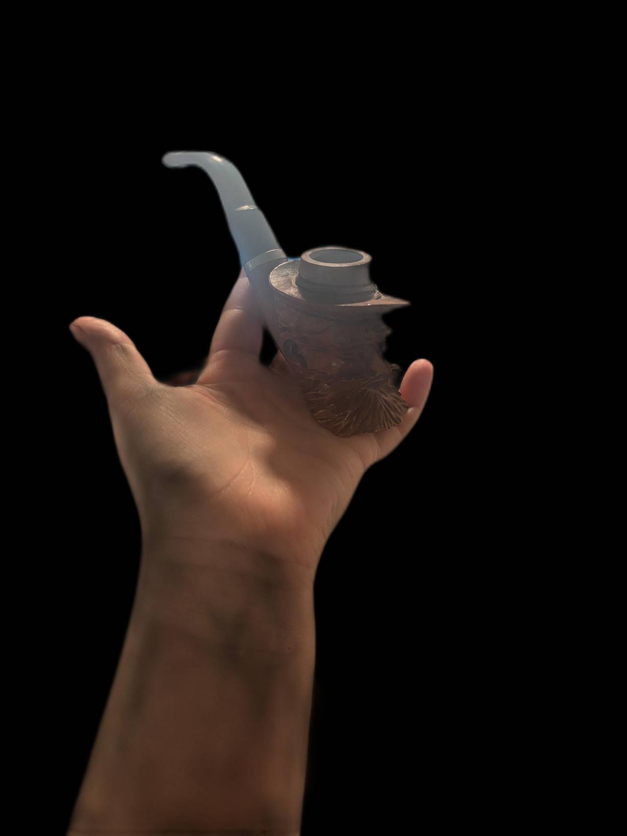 Vintage Hand Carved Wood Smoking Pipe Bearded Man