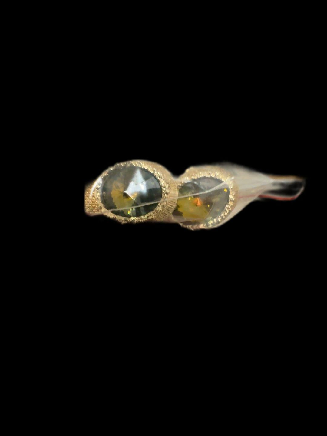 Rivoli Vintage Gold-Tone Rainbow Stone Cufflinks