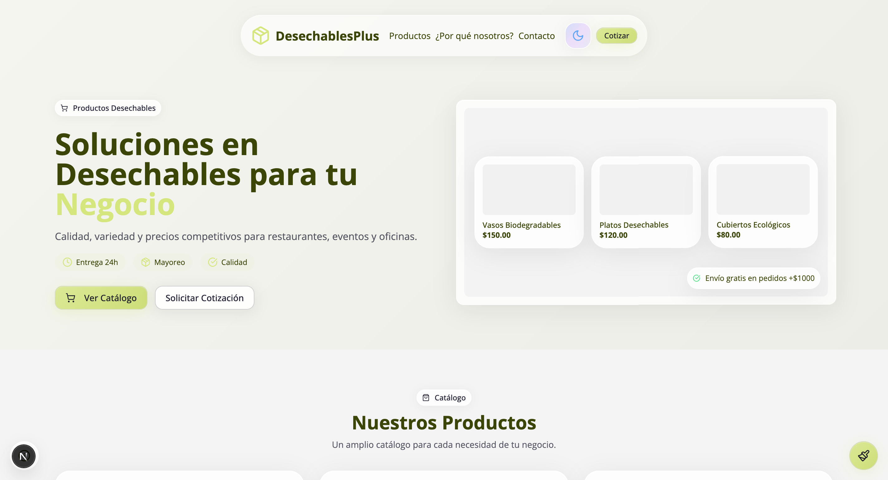 Captura de pantalla de Negocio de Desechables