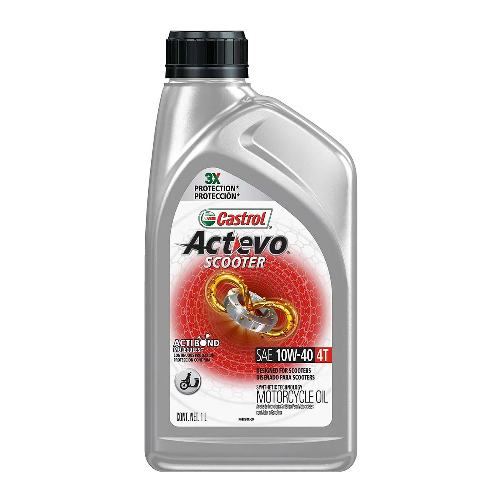 Botella de 1 L de aceite Castrol Actevo Scooter 4T 10W-40 para scooter, tecnología sintética