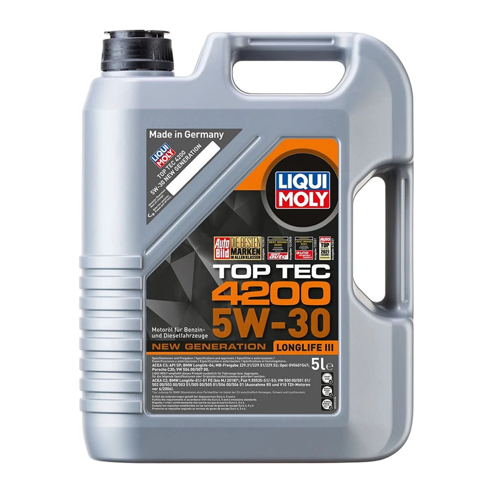 Garrafa de 5 L de aceite de motor Liqui Moly Top Tec 4200 5W-30 New Generation