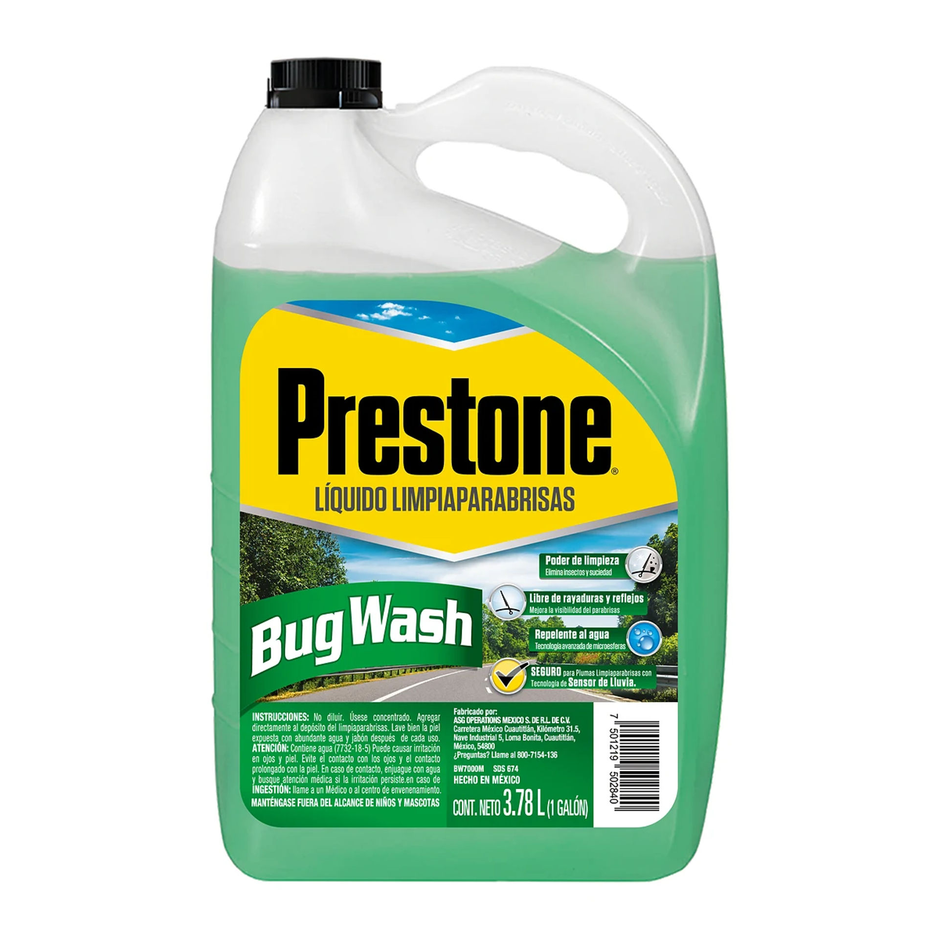 Galón de líquido limpiaparabrisas Prestone Bug Wash