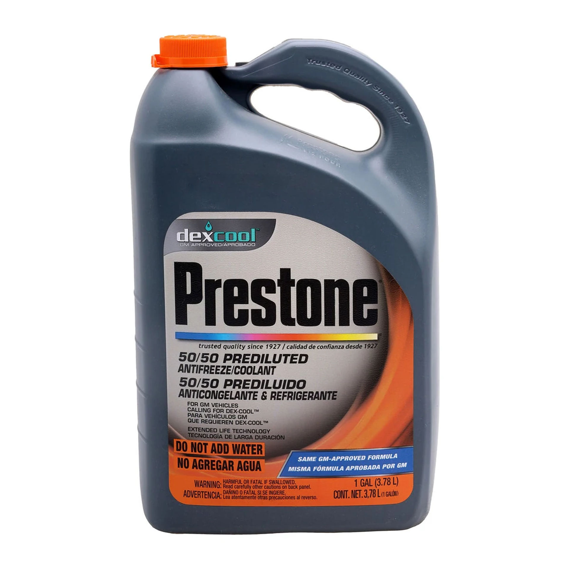 Galón de 3.78 L de anticongelante refrigerante Prestone DEX-COOL 50/50 prediluido para vehículos GM, envase gris
