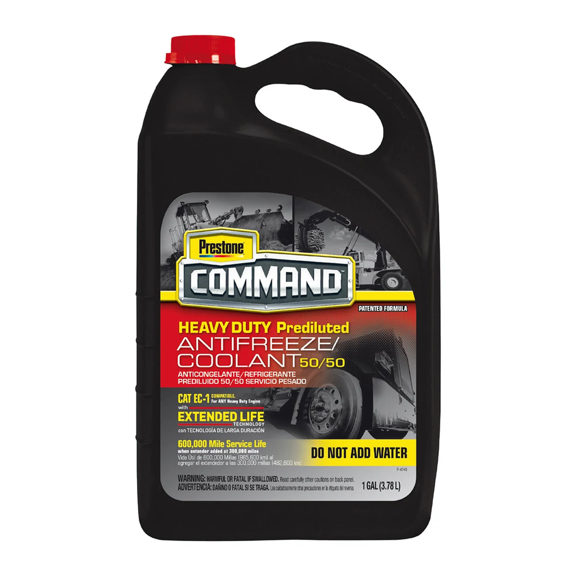 Galón de 3.78 L de anticongelante refrigerante Prestone Command 50/50 prediluido para servicio pesado, etiqueta roja