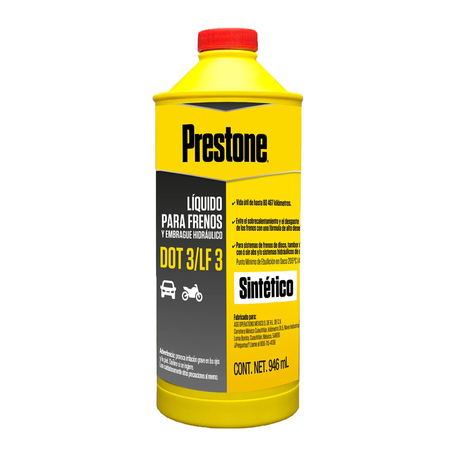 Botella de 946 ml de líquido para frenos Prestone DOT 3 / LF 3 sintético