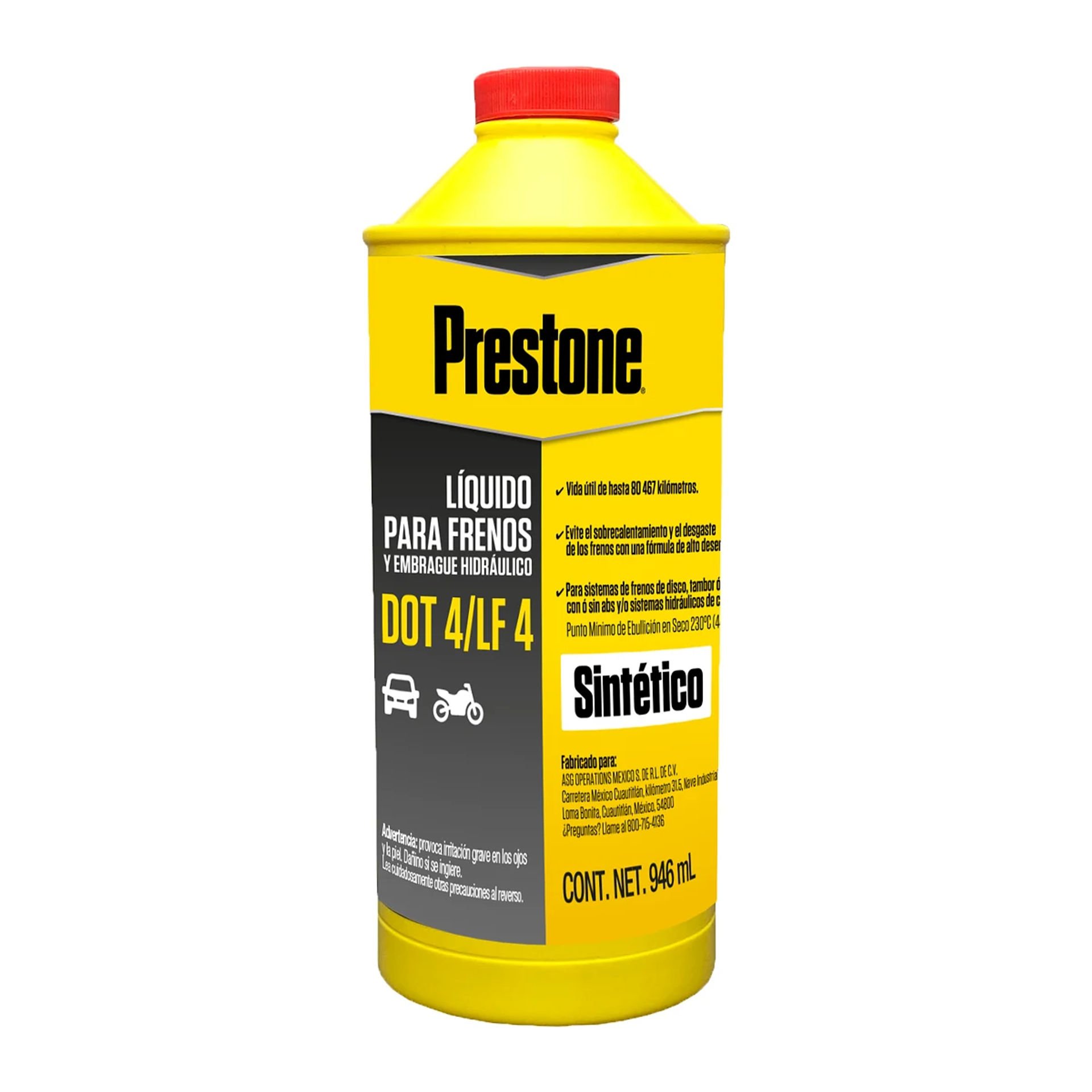 Botella de líquido para frenos Prestone DOT 4 / LF 4 sintético