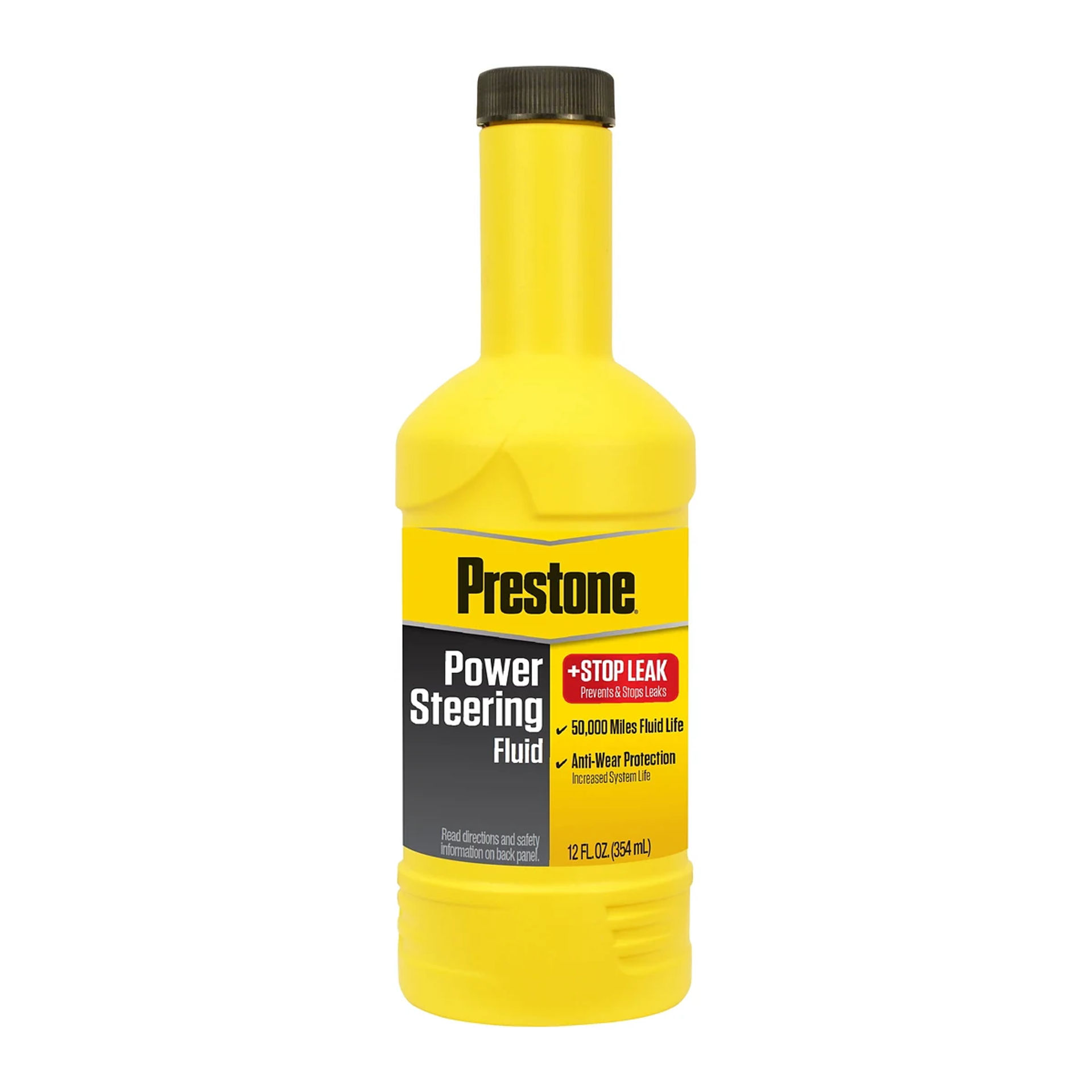 Botella de 12 oz de líquido de dirección hidráulica Prestone con tapafugas (Stop Leak)