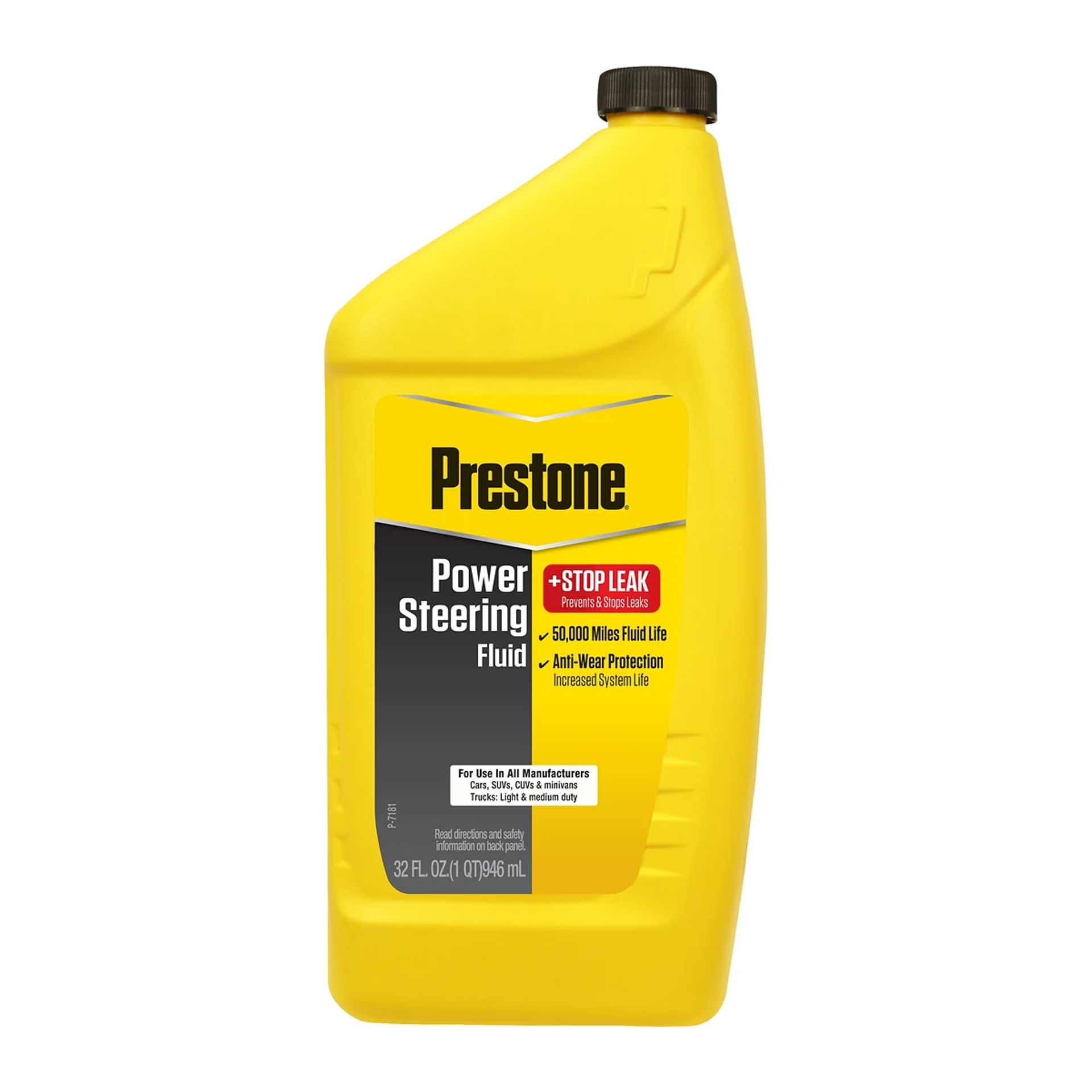 Envase de 32 oz de líquido de dirección hidráulica Prestone con tapafugas (Stop Leak)