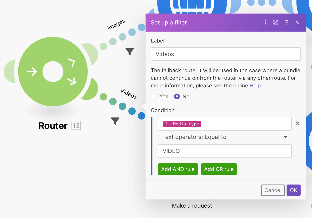 A condition checking for VIDEO routes those posts to a differently configured upload process.