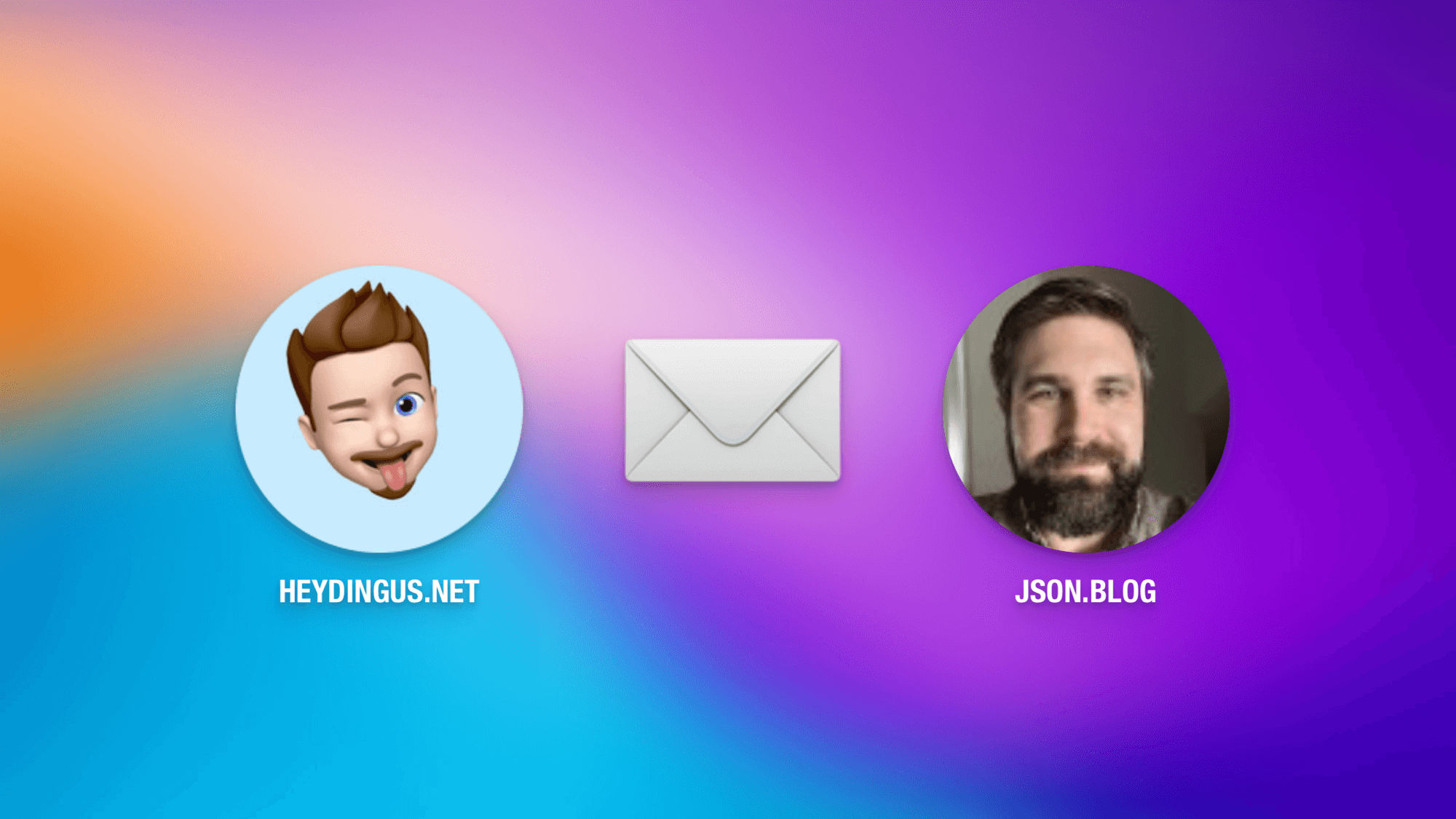Jarrod’s and Jason’s avatars separated by the letter emoji and their website domains below their images.