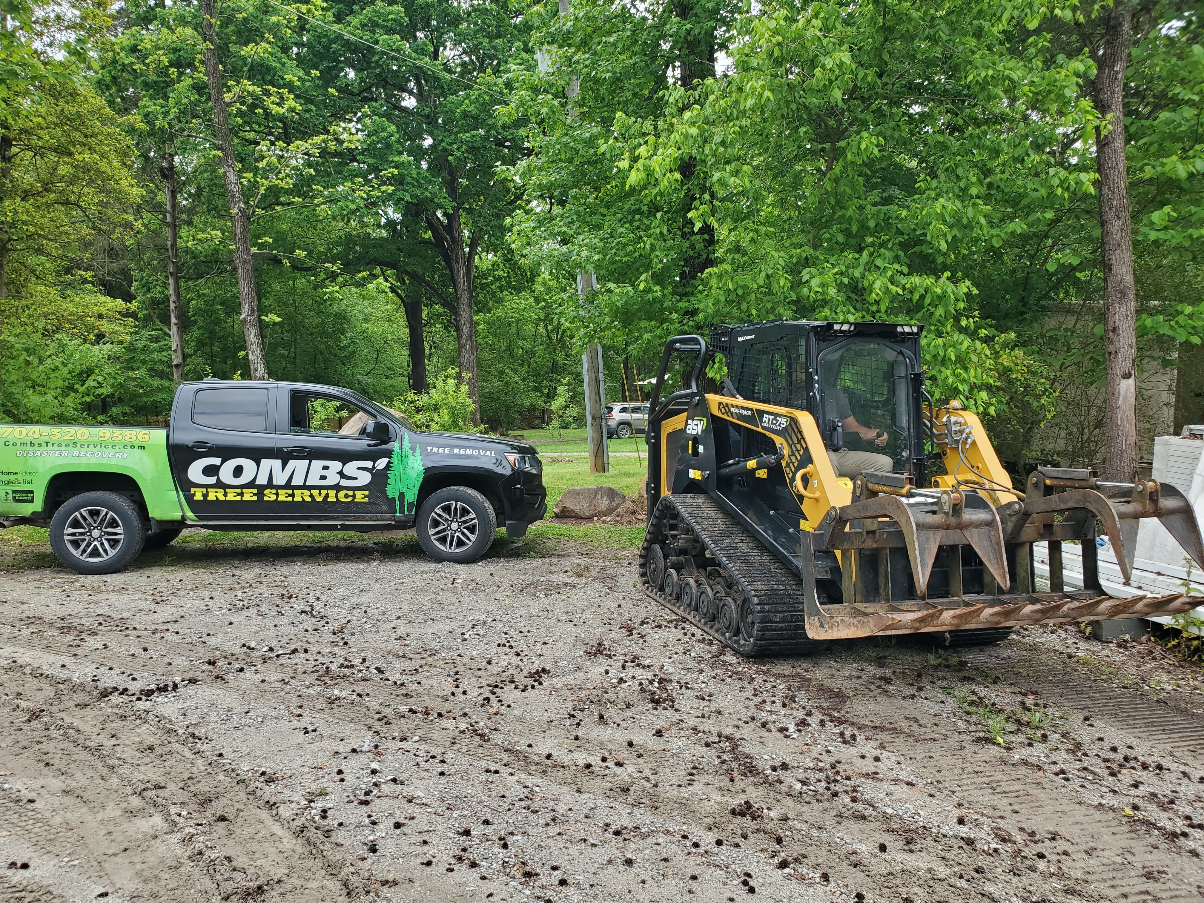 Combs tree service truck parked.