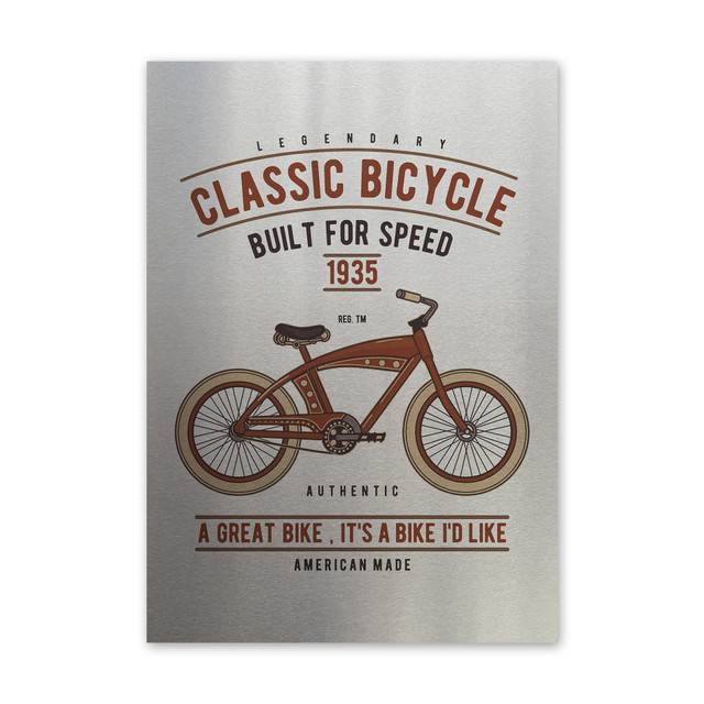 Plakat metalowy, retro, rower, 30 cm x 42 cm, srebrny