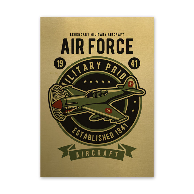 Plakat metalowy, retro, air force samolot, 30 cm x 42 cm, złoty