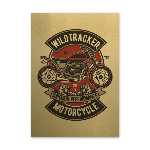 Plakat metalowy, retro, motocykl, 30 cm x 42 cm, złoty