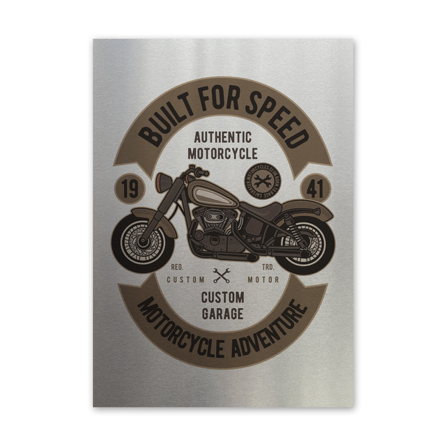 Plakat metalowy, retro, motocykl, 30 cm x 42 cm, srebrny