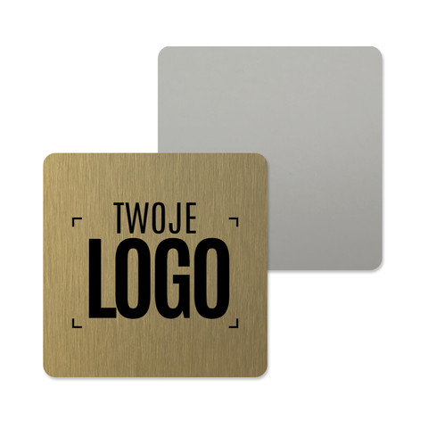 Blaszki metalowe HAND-NOTE z Twoim logo, 54 mm x 54 mm, złote, 50 sztuk