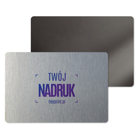 Metalowe magnesy reklamowe z Twoim nadrukiem, 9.5 cm x 6.5 cm, srebrne, 10 sztuk