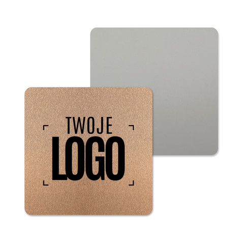 Blaszki metalowe HAND-NOTE z Twoim logo, 54 mm x 54 mm, miedziane, 50 sztuk