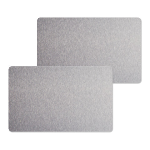 Puste blachy, wizytówki metalowe do sublimacji, 8.6 cm x 5.4 cm, grubość 0.4 mm, srebrne, 50 sztuk