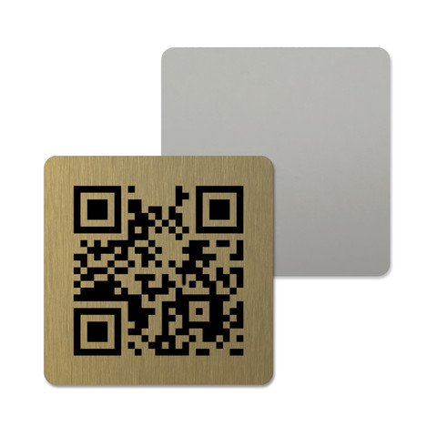 Blaszki metalowe HAND-NOTE z Twoim kodem QR, 54 mm x 54 mm, złote, 50 sztuk