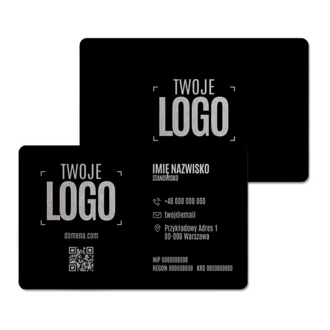 Wizytówki metalowe MAX, grube, czarne, dwustronne, 50 sztuk, wzór #1