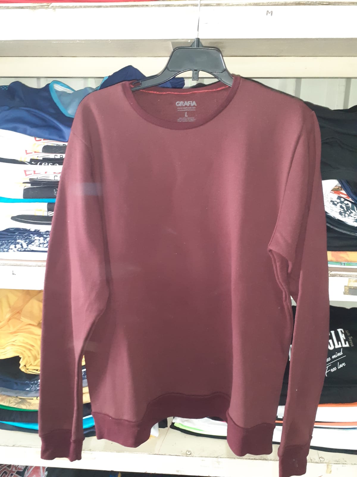 Sudadera Punto Fleece Color Vino Hombre