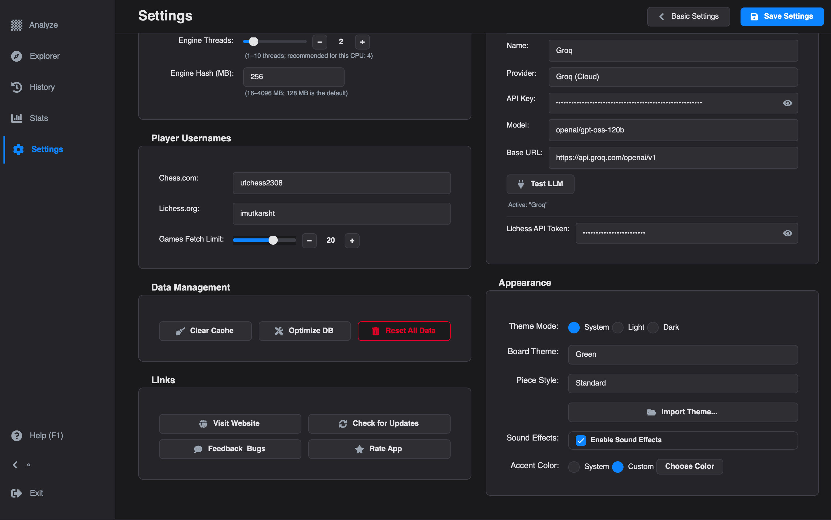 Advanced Settings Dark