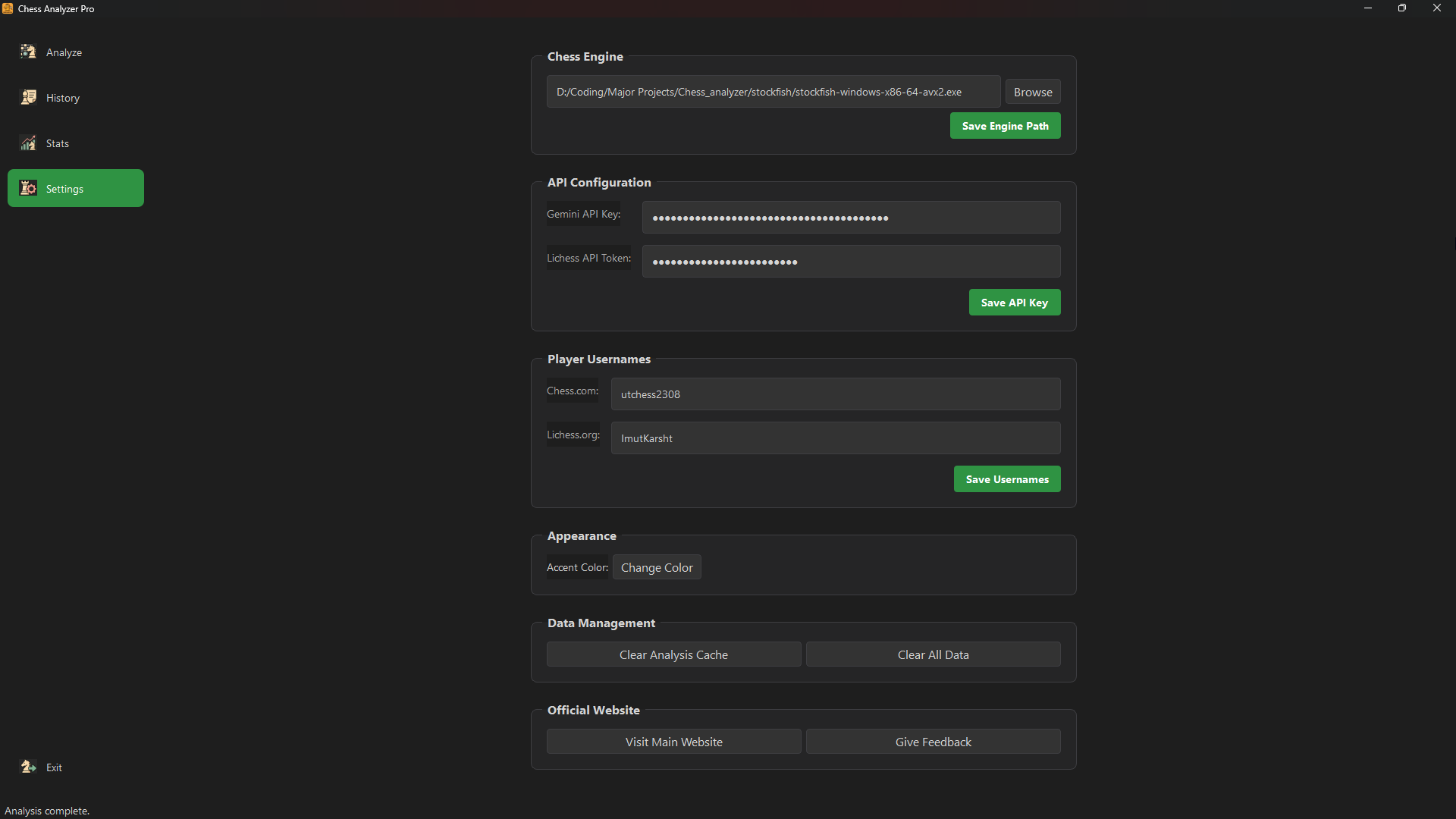 Settings Tab