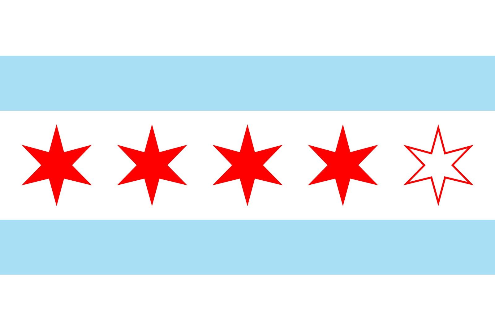 The Chicago flag, with a fifth star left unfilled