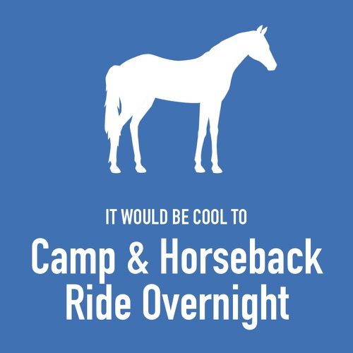 It would be cool to camp horseback ride