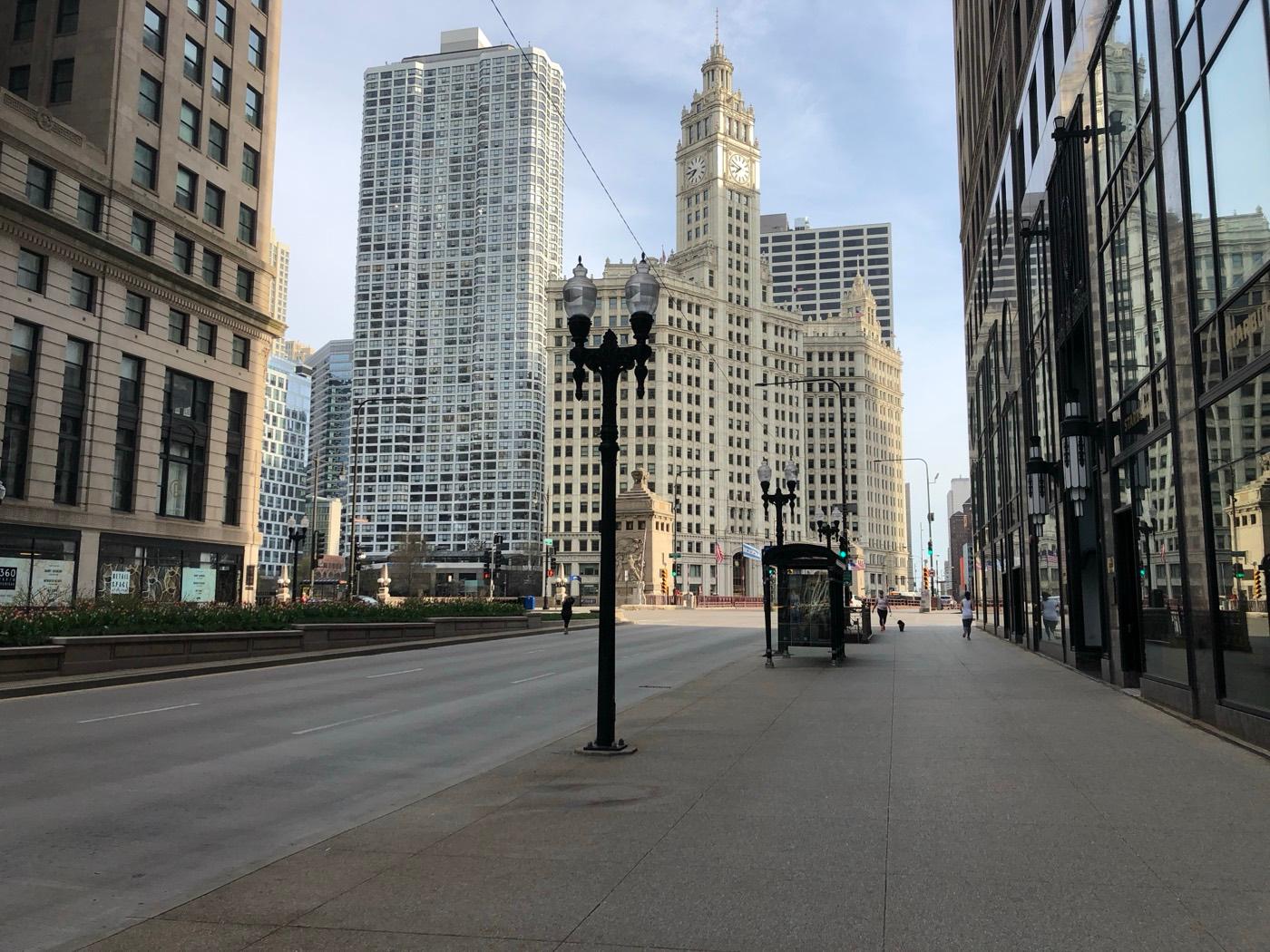 Empty Chicago during COVID